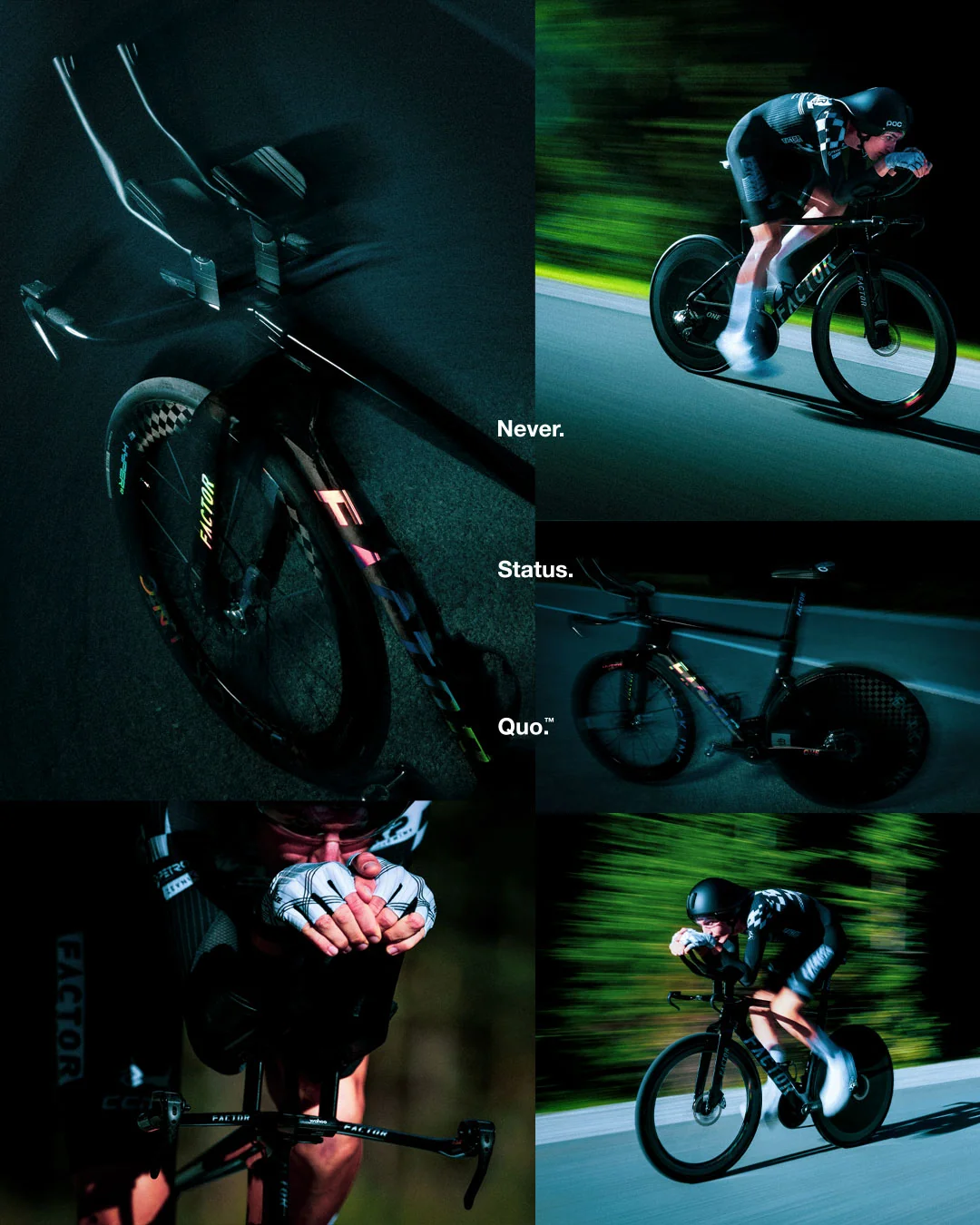 Collage ufficiale ONE SP con frontale, profilo della bici e atleta in posizione aero